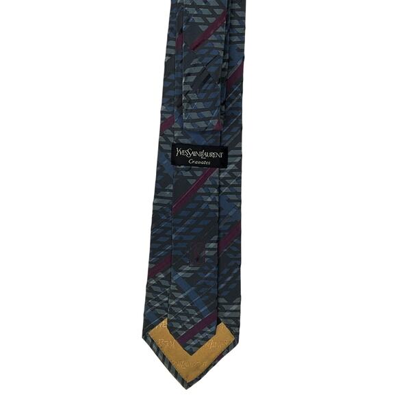 608. Yves Saint Laurent Blue/Purple Neck Tie - Classic Style - Picture 5 of 8